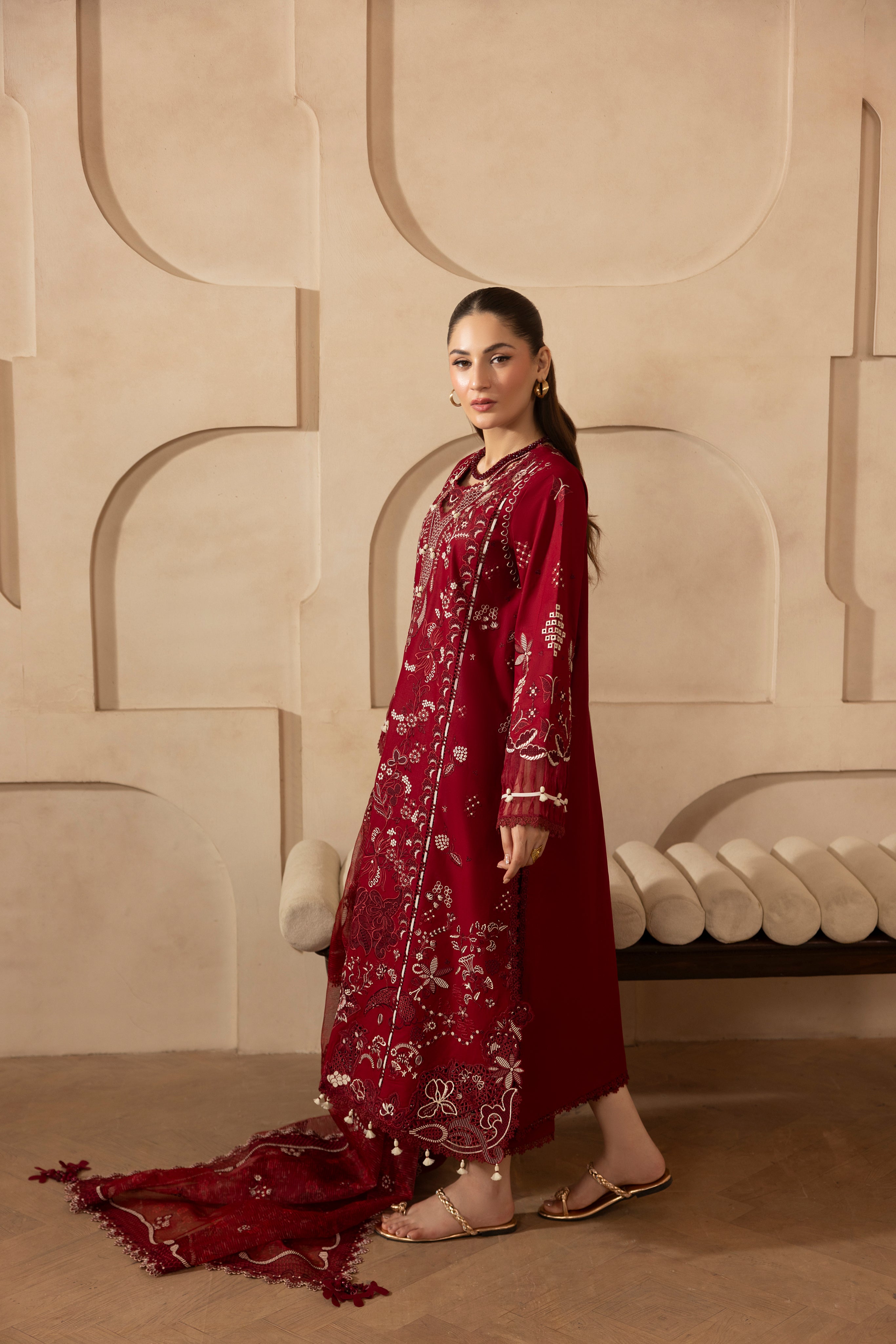 MEHMAL-MARIGOLD-LAWN EMBROIDERED-MBN-09