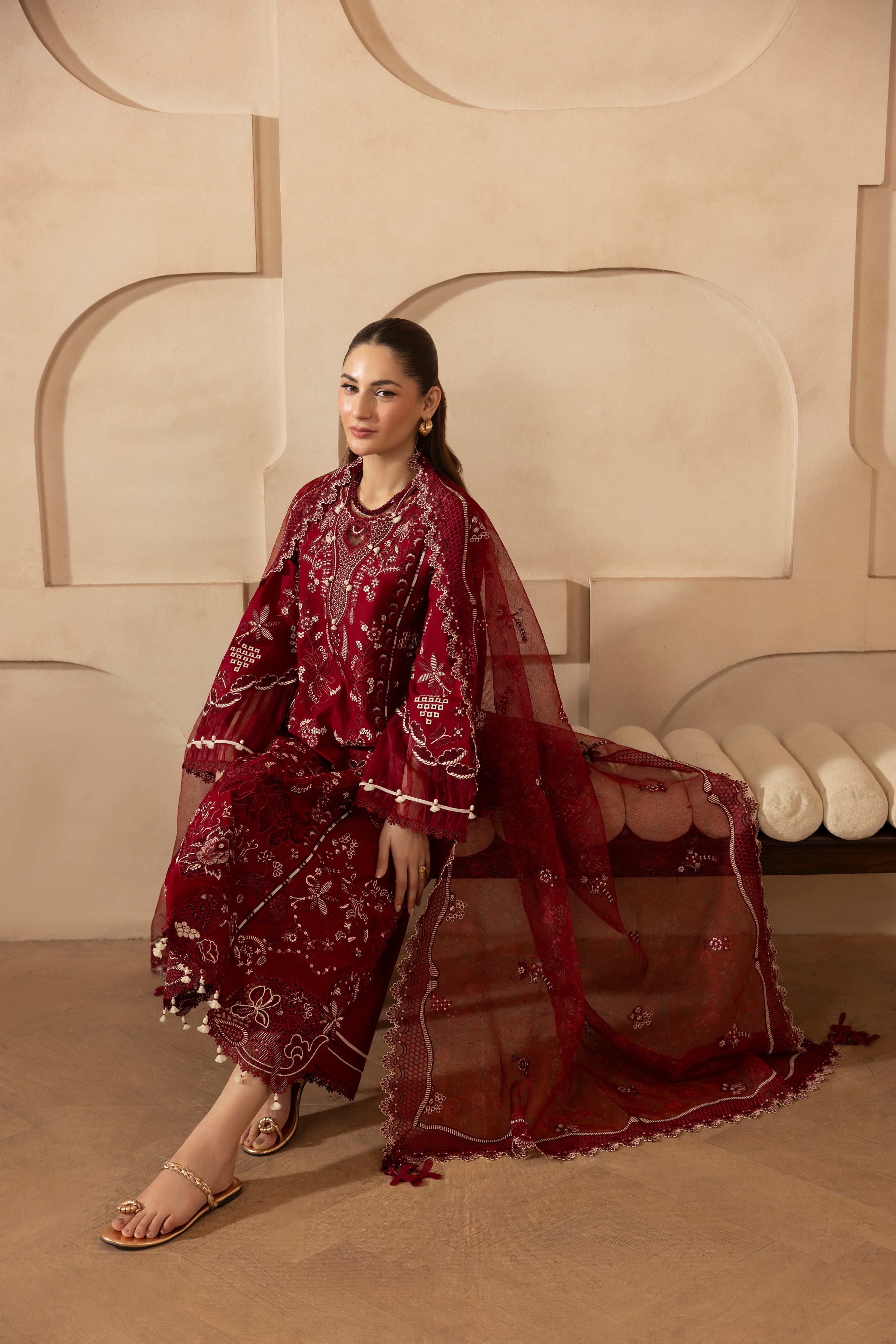 MEHMAL-MARIGOLD-LAWN EMBROIDERED-MBN-09