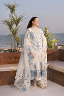 ANEELAS-3PC LAWN EMBROIDERED SHIRT WITH ORGANZA EMBROIDERED DUPATTA AND TROUSER-BIC-4828