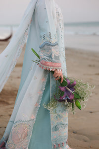 QALAMQAR-3PC LAWN CHIKANKAARI EMBROIDERED SHIRT WITH KHAADI NET EMBROIDERED DUPATTA AND TROUSER-BIC-4789