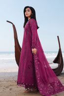 QALAMQAR-3PC LAWN EMBROIDERED SHIRT WITH KHAADI NET SILK EMBROIDERED BORDER DUPATTA AND TROUSER-BIC-4835