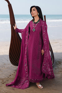 QALAMQAR-3PC LAWN EMBROIDERED SHIRT WITH KHAADI NET SILK EMBROIDERED BORDER DUPATTA AND TROUSER-BIC-4835