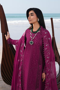 QALAMQAR-3PC LAWN EMBROIDERED SHIRT WITH KHAADI NET SILK EMBROIDERED BORDER DUPATTA AND TROUSER-BIC-4835