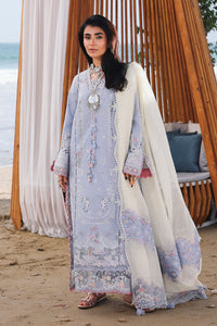 QALAMQAR-3PC LAWN CHIKANKAARI EMBROIDERED SHIRT WITH KHAADI NET EMBROIDERED DUPATTA AND TROUSER-BIC-4791