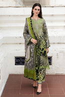 CHARIZMA-3PC KHADDAR PRINTED EMB SHIRT WITH KHADDAR PRINTED DUPATTA AND PRINT TROUSER-BIC-