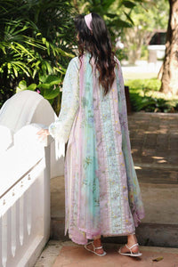 QALAMQAR-3PC LAWN PRINTED EMB SHIRT WITH SILK PRINTED DUPATTA AND TROUSER-BIC-042