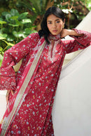 QALAMQAR-3PC LAWN EMBROIDERED PRINTED SHIRT WITH SILK PRINT DUPATTA AND TROUSER-051