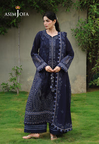 ASIM JOFA-3PC DHANAK EMBROIDERED SHIRT WITH DHANAK EMBROIDERED SHAWL AND EMB TROUSER-BIC-5183