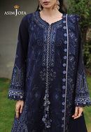 ASIM JOFA-3PC DHANAK EMBROIDERED SHIRT WITH DHANAK EMBROIDERED SHAWL AND EMB TROUSER-BIC-5183