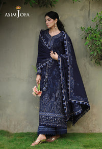 ASIM JOFA-3PC DHANAK EMBROIDERED SHIRT WITH DHANAK EMBROIDERED SHAWL AND EMB TROUSER-BIC-5183