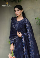 ASIM JOFA-3PC DHANAK EMBROIDERED SHIRT WITH DHANAK EMBROIDERED SHAWL AND EMB TROUSER-BIC-5183
