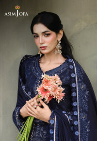 ASIM JOFA-3PC DHANAK EMBROIDERED SHIRT WITH DHANAK EMBROIDERED SHAWL AND EMB TROUSER-BIC-5183