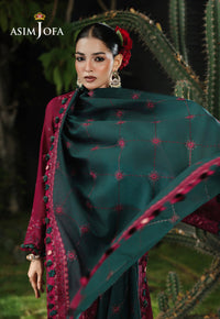 ASIM JOFA-3PC KARANDI EMBROIDERED SHIRT WITH KARANDI EMB SHAWL AND TROUSER-BIC-5235
