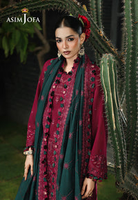 ASIM JOFA-3PC KARANDI EMBROIDERED SHIRT WITH KARANDI EMB SHAWL AND TROUSER-BIC-5235