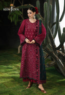 ASIM JOFA-3PC KARANDI EMBROIDERED SHIRT WITH KARANDI EMB SHAWL AND TROUSER-BIC-5235
