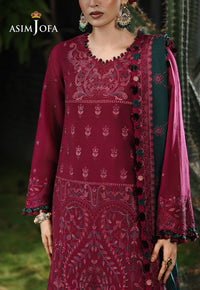ASIM JOFA-3PC KARANDI EMBROIDERED SHIRT WITH KARANDI EMB SHAWL AND TROUSER-BIC-5235