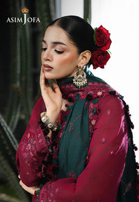 ASIM JOFA-3PC KARANDI EMBROIDERED SHIRT WITH KARANDI EMB SHAWL AND TROUSER-BIC-5235
