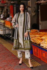 CHARIZMA-3PC KHADDAR PRINTED EMB SHIRT WITH KHADDAR PRINTED DUPATTA AND PRINT TROUSER-BIC-