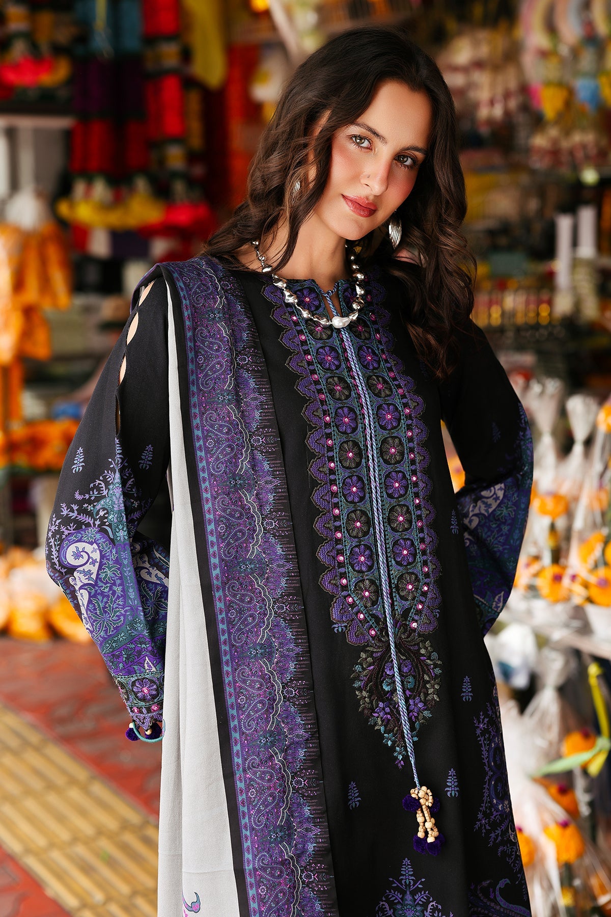 CHARIZMA-3PC KHADDAR PRINTED SHIRT WITH KHADDAR PRINTED DUPATTA AND PRINT TROUSER-BIC-2667
