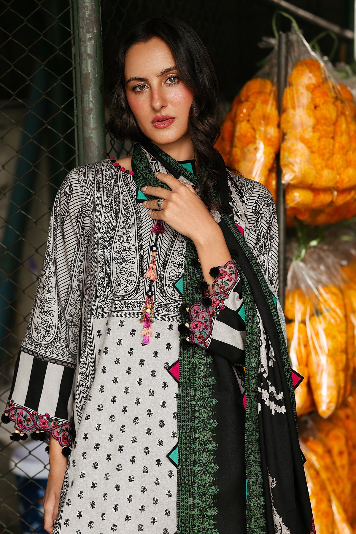 CHARIZMA-3PC KHADDAR PRINTED SHIRT WITH KHADDAR PRINTED DUPATTA AND PRINT TROUSER-BIC-