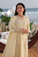 QALAMQAR-3PC LAWN LASERCUTWORK EMBROIDERED SHIRT WITH KHAADI NET EMBROIDERED DUPATTA AND TROUSER -BIC-4785