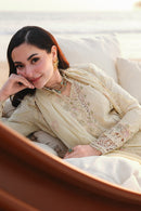 QALAMQAR-3PC LAWN LASERCUTWORK EMBROIDERED SHIRT WITH KHAADI NET EMBROIDERED DUPATTA AND TROUSER -BIC-4785