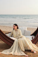 QALAMQAR-3PC LAWN LASERCUTWORK EMBROIDERED SHIRT WITH KHAADI NET EMBROIDERED DUPATTA AND TROUSER -BIC-4785