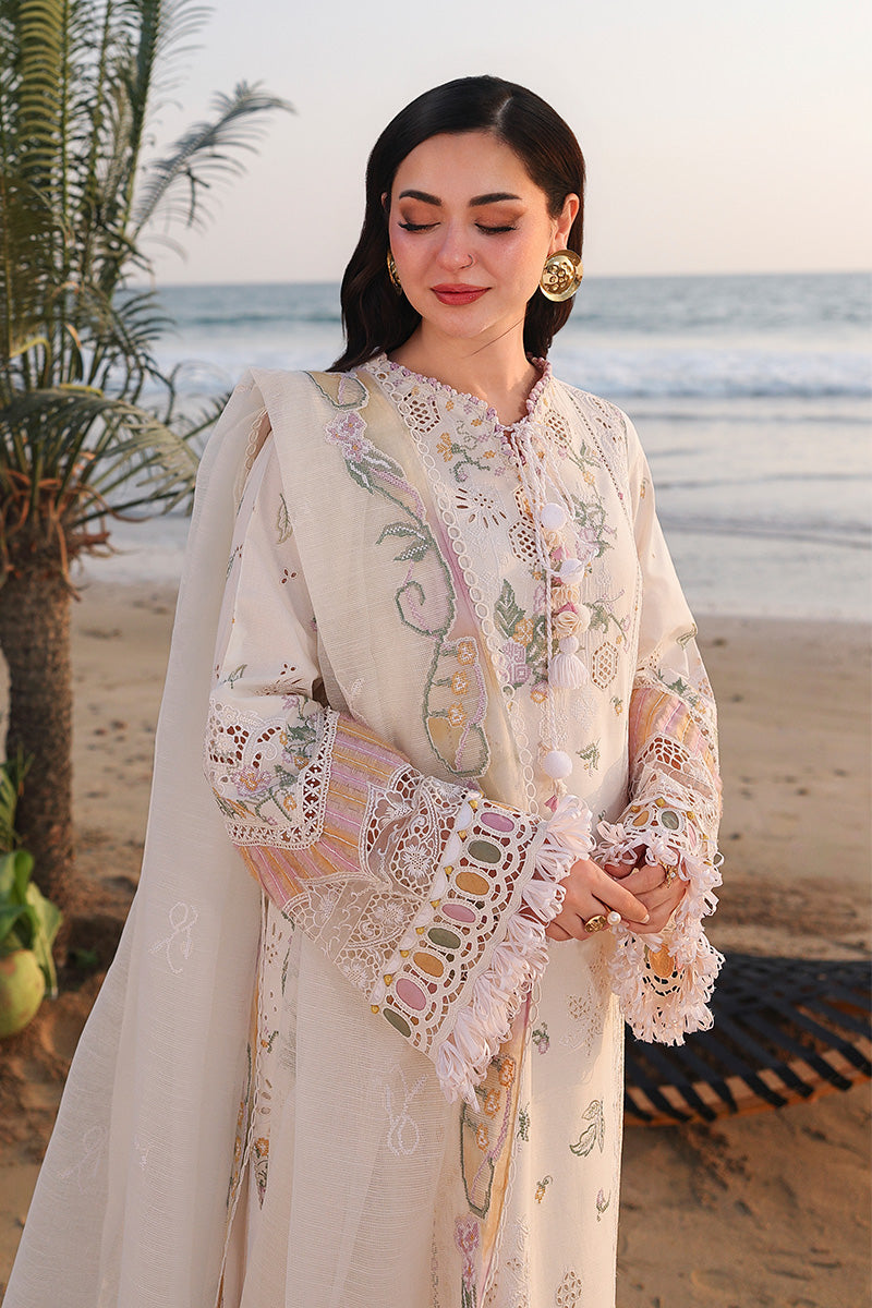 QALAMQAR-3PC LAWN CHIKANKAARI EMBROIDERED SHIRT WITH KHAADI NET EMBROIDERED DUPATTA AND TROUSER -BIC-4792