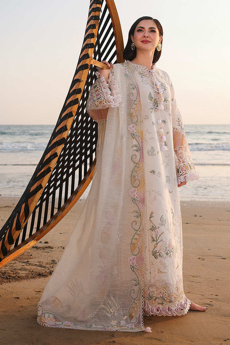 QALAMQAR-3PC LAWN CHIKANKAARI EMBROIDERED SHIRT WITH KHAADI NET EMBROIDERED DUPATTA AND TROUSER -BIC-4792