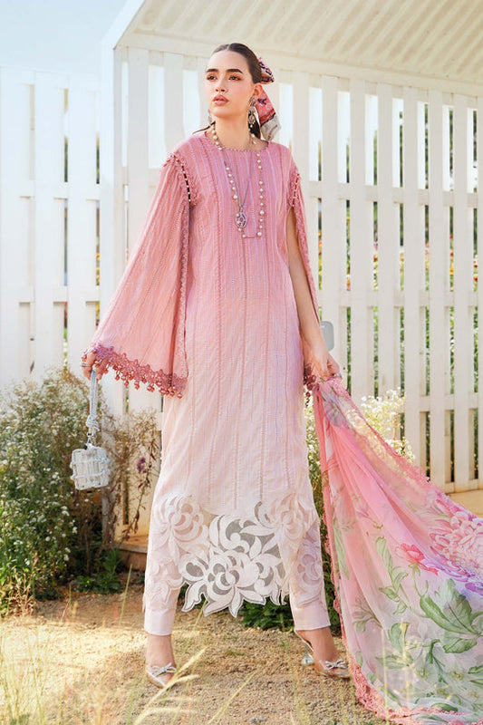 MARIA.B-3PC LAWN PRINTED SHIRT WITH CHIFFON PRINT DUPATTA AND PRINT TROUSER-BIC-2512