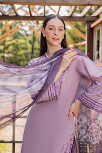 GARNET-3PIECE LAWN EMBROIDERED SHIRT WITH CHIFFON PRINTED DUPATTA AND TROUSER-BIC-4856