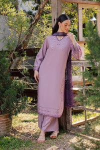 GARNET-3PIECE LAWN EMBROIDERED SHIRT WITH CHIFFON PRINTED DUPATTA AND TROUSER-BIC-4856