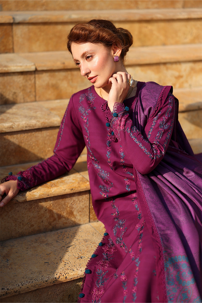 RANG RASIYA-3PC DHANAK EMBROIDERED SHIRT WITH WOOL PRINTED SHAWL AND TROUSER -BIC-5188