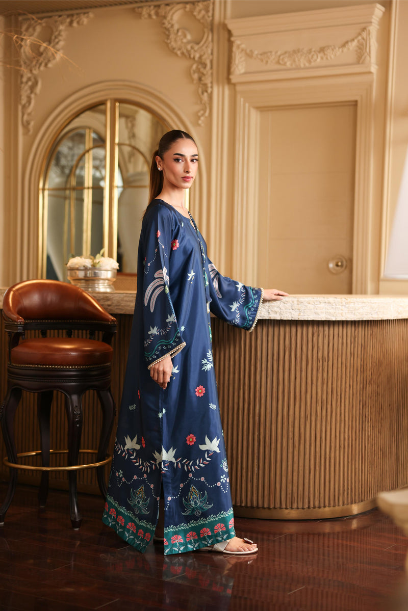 LULUSAR-2PC-SHAMOZE SILK PRINTED SHIRT WITH SILK TROUSER-BIC-9015