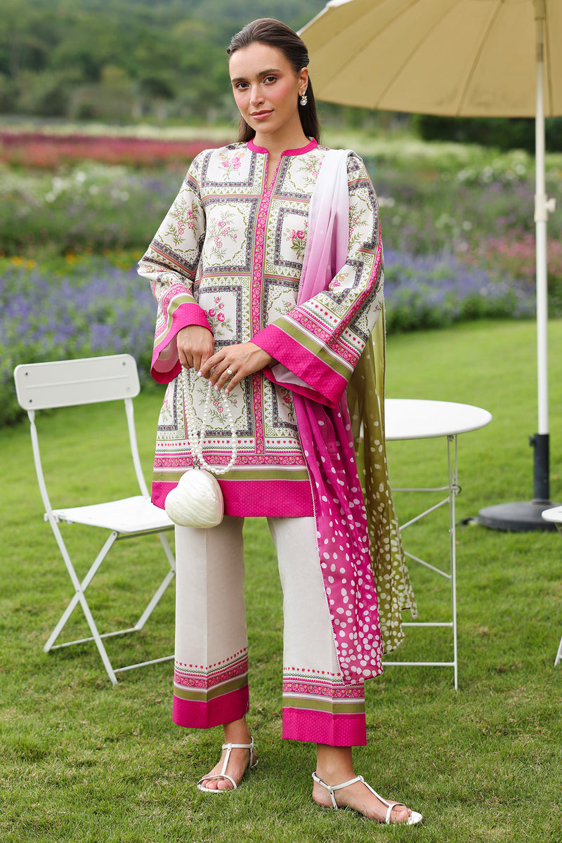 JAZMIN-3PC KHADDAR PRINTED SHIRT WITH KHADDAR PRINTED DUPATTA AND PRINTED TROUSER-BIC-2625