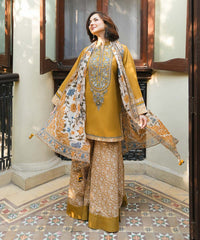 SAPPHIRE-3PC KHADDAR PRINTED EMB SHIRT WITH KHADDAR PRINTED DUPATTA AND PRINT TROUSER-BIC-
