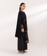 SAPPHIRE-3PC DHANAK EMBROIDERED SHIRT WITH COURTRAI PRINTED SHAWL AND TROUSER-BIC-4061