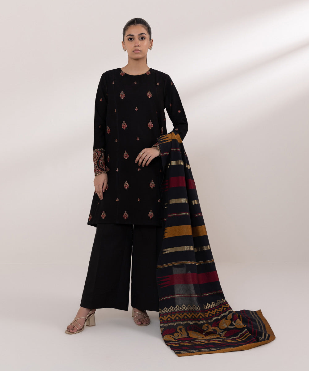SAPPHIRE- 3PC LAWN  EMBROIDERED SHIRT WITH MONARK PRINT DUPATTA AND TROUSER-BIC-3589