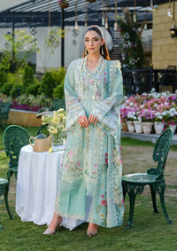 ELAF-3PC LAWN CHIKANKAARI EMBROIDERED SHIRT WITH CHIFFON PRINTED DUPATTA AND TROUSER-BIC-4757