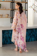 BAROUQE-3PC LAWN SCHIFFLI EMBROIDERED PRINTED SHIRT WITH SILK PRINT DUPATTA AND PRINT TROUSER-