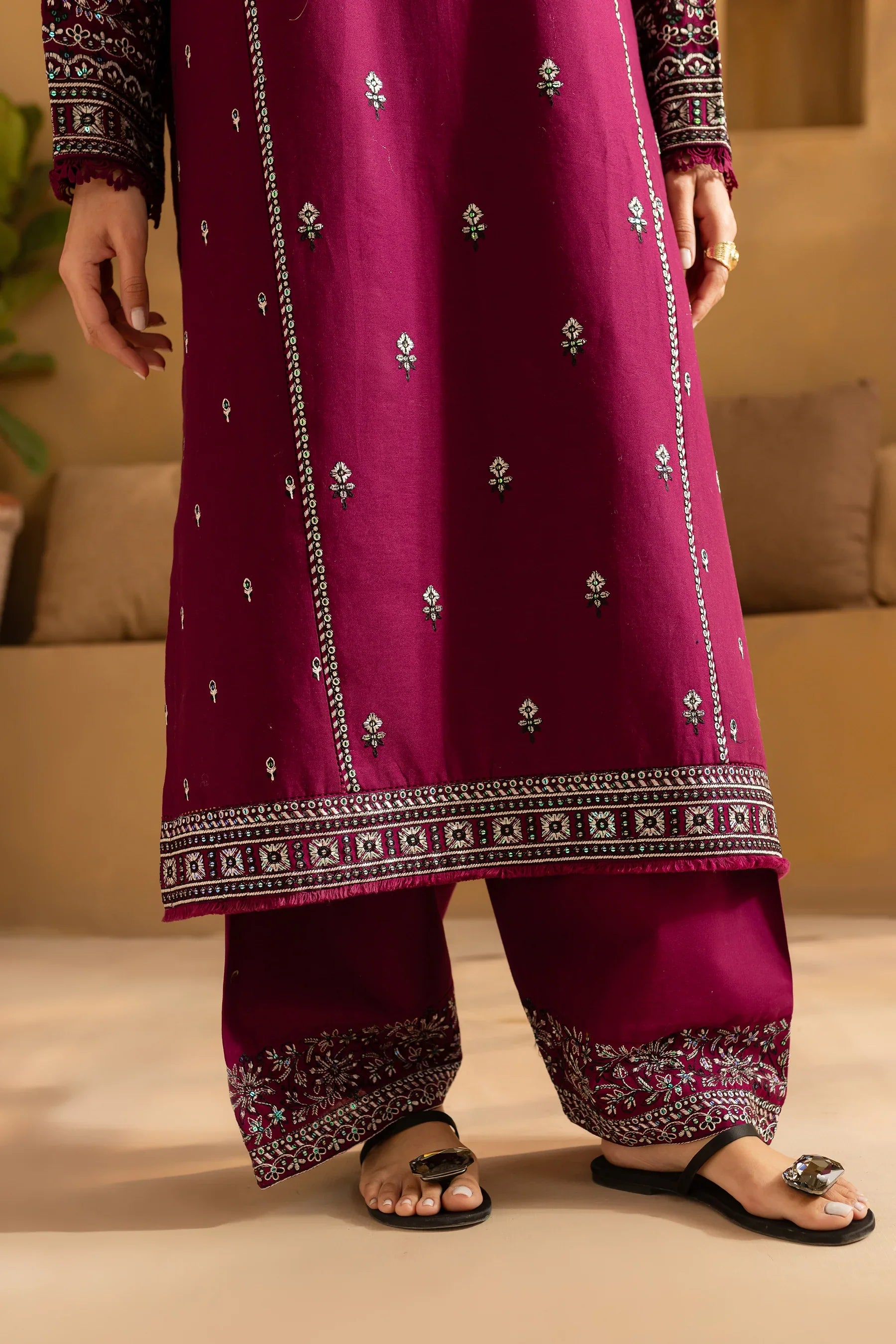 BATIK-2PC LAWN EMBROIDERED SEQUIN SHIRT AND EMBROIDERED TROUSER-BIC-225