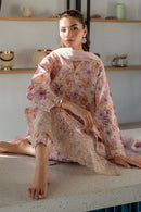 BAROUQE-3PC LAWN SCHIFFLI EMBROIDERED PRINTED SHIRT WITH SILK PRINT DUPATTA AND PRINT TROUSER-