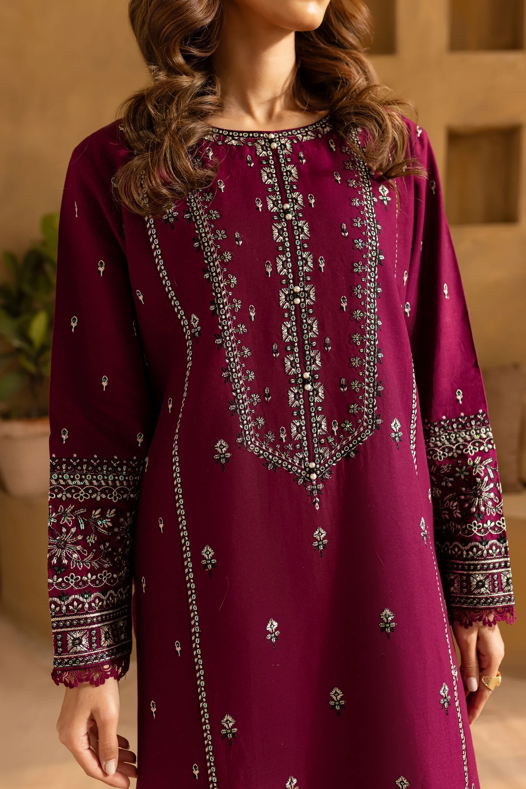 BATIK-2PC LAWN EMBROIDERED SEQUIN SHIRT AND EMBROIDERED TROUSER-BIC-225