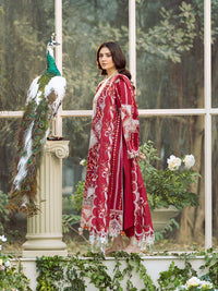 BIN ILYAS-3PC LAWN HEAVY EMBROIDERED SHIRT WITH KHADDI NET EMBROIDERED DUPATTA & LAWN TOUSER-BIC-4724