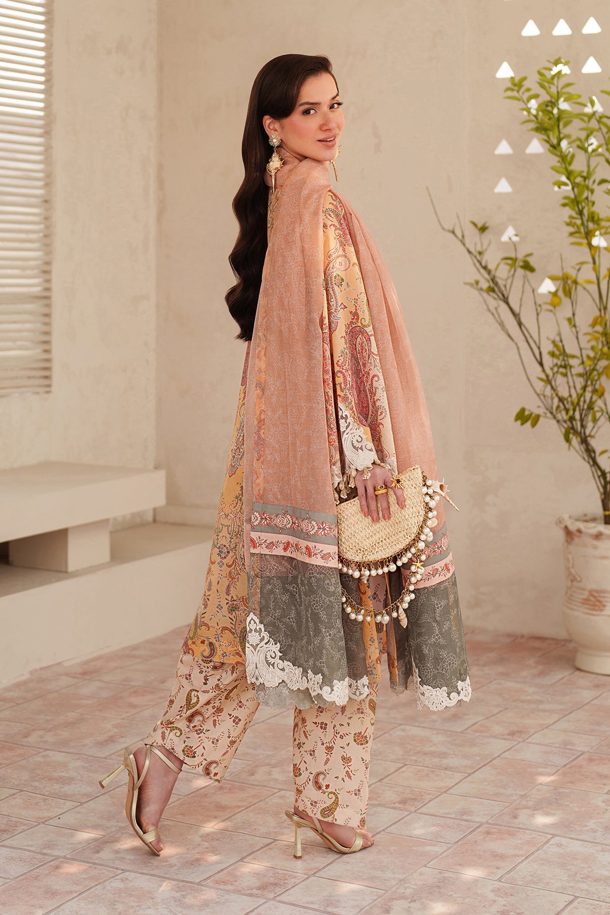 BAROQUE-3PC LAWN DIGITAL PRINTED EMB SHIRT WITH SILK PRINTED EMB DUPATTA AND PRINTED TROUSER-BIC-014
