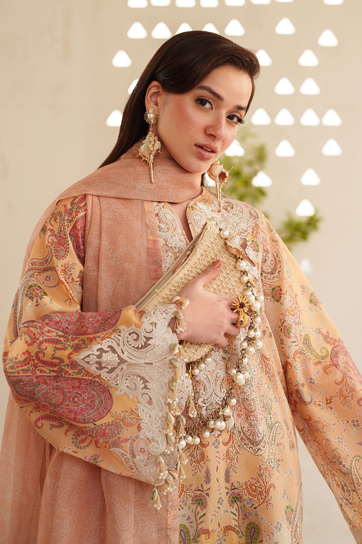 BAROQUE-3PC LAWN DIGITAL PRINTED EMB SHIRT WITH SILK PRINTED EMB DUPATTA AND PRINTED TROUSER-BIC-014