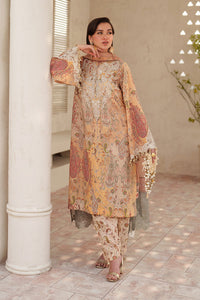 BAROQUE-3PC LAWN DIGITAL PRINTED EMB SHIRT WITH SILK PRINTED EMB DUPATTA AND PRINTED TROUSER-BIC-014