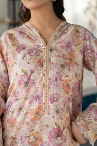 BAROUQE-3PC LAWN SCHIFFLI EMBROIDERED PRINTED SHIRT WITH SILK PRINT DUPATTA AND PRINT TROUSER-