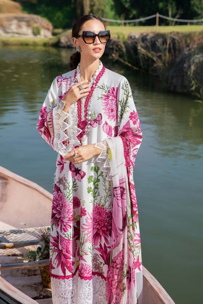 MARIA.B-3PC LAWN EMBROIDERED PRINTED SHIRT WITH CHIFFON PRINT DUPATTA AND PRINT TROUSER-BIC-2