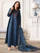 MOHAGNI-3PC LAWN PRINTED EMBROIDERED SHIRT WITH ORGANZA EMBROIDERED DUPATTA AND PRINT TROUSER-5